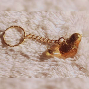 Gold 3D Bird - Resin Keychain