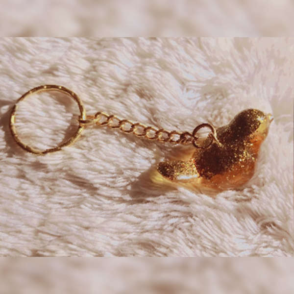 Gold 3D Bird - Resin Keychain