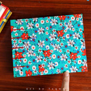 Handmade Coptic Stitch Sketchbook (Blue Floral)