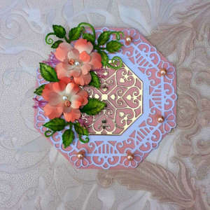 Handmade Pink and Golden Card