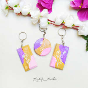 Purple Pink boho minimal cute keychains