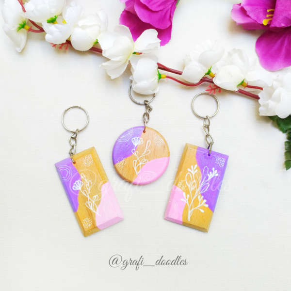 Purple Pink boho minimal cute keychains