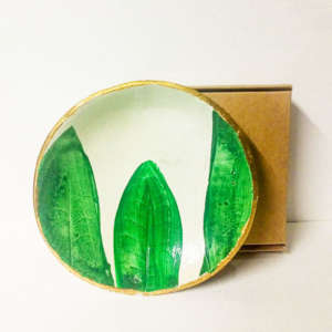 Circle Leaf Tray With Golden Rims