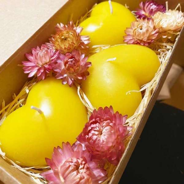 3 PCS Yellow Heart Shape Candle
