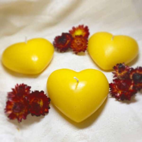 3 PCS Yellow Heart Shape Candle