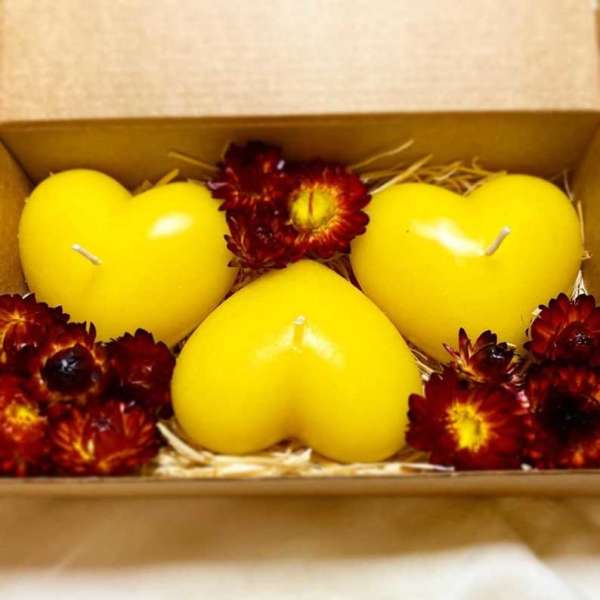 3 PCS Yellow Heart Shape Candle