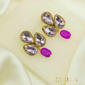Crystal Drop Earrings Magenta