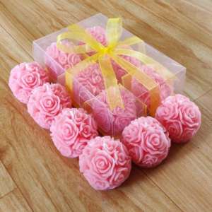 Pink Rose Ball Candles