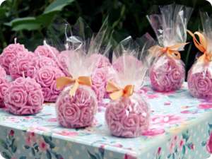 Pink Rose Ball Candles