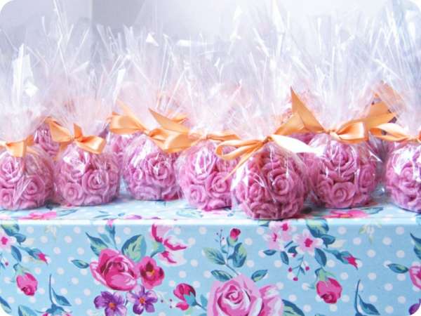 Pink Rose Ball Candles