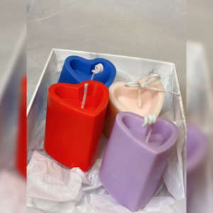 Pack of 4 Pillar Heart Candles
