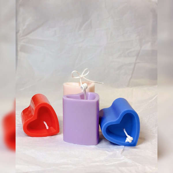 Pack of 4 Pillar Heart Candles