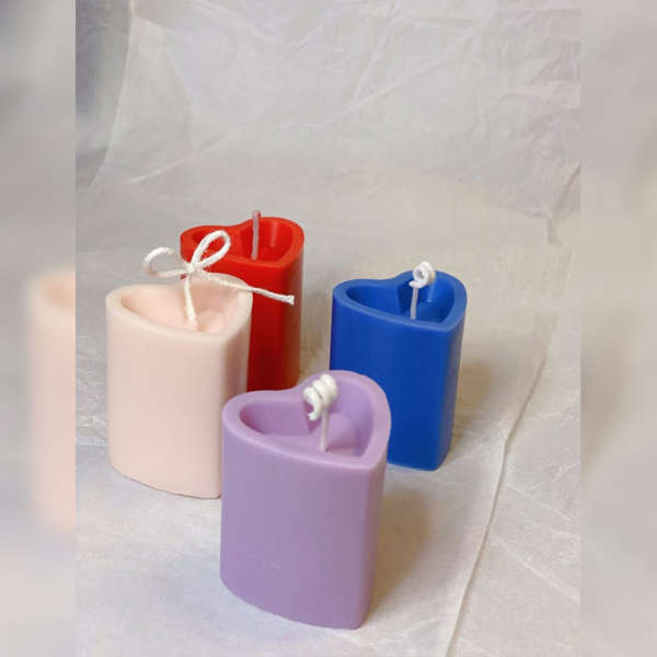 Pack of 4 Pillar Heart Candles