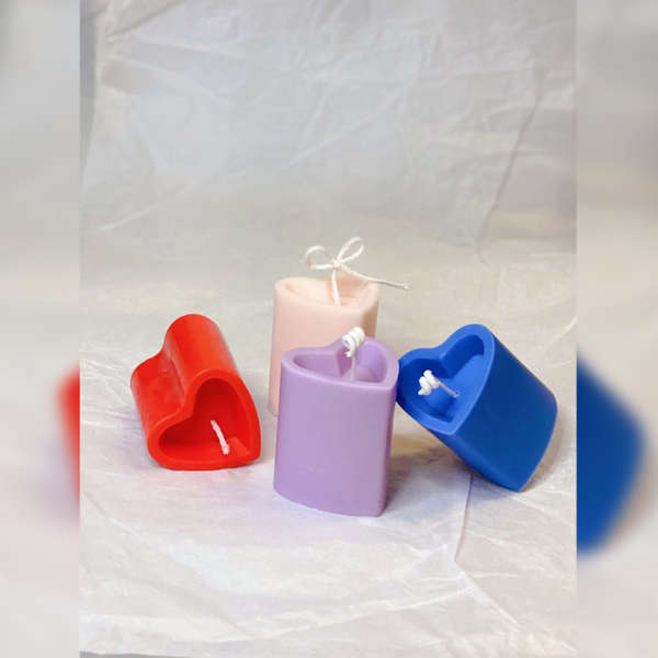Pack of 4 Pillar Heart Candles