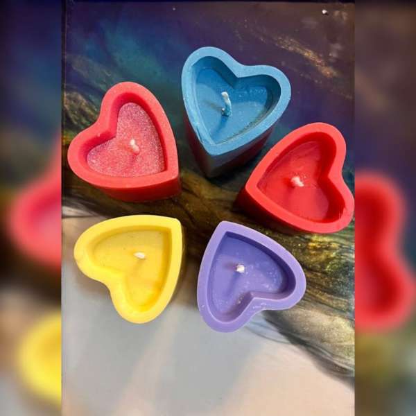 Love Heart Shaped Unscented Pillar Candles