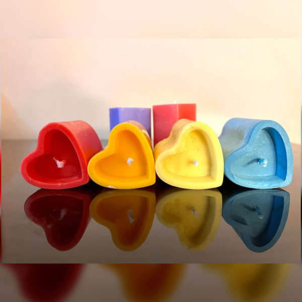 Love Heart Shaped Unscented Pillar Candles
