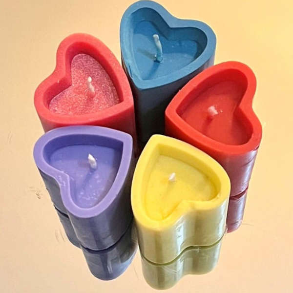 Love Heart Shaped Unscented Pillar Candles