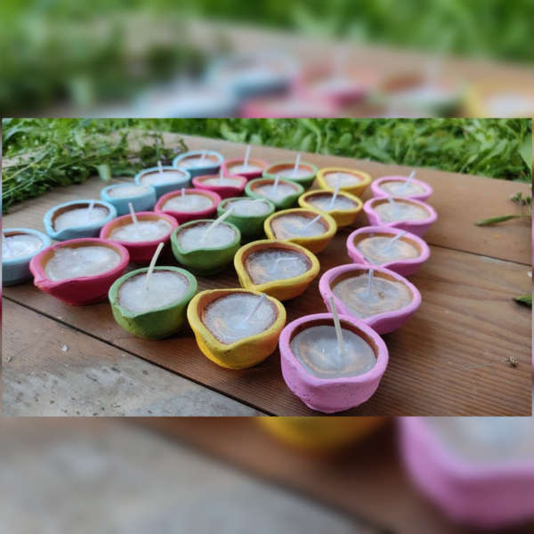 Hand painted Clay Diya Candles