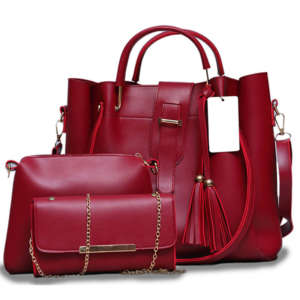 Set Of 3 Maroon Handbags