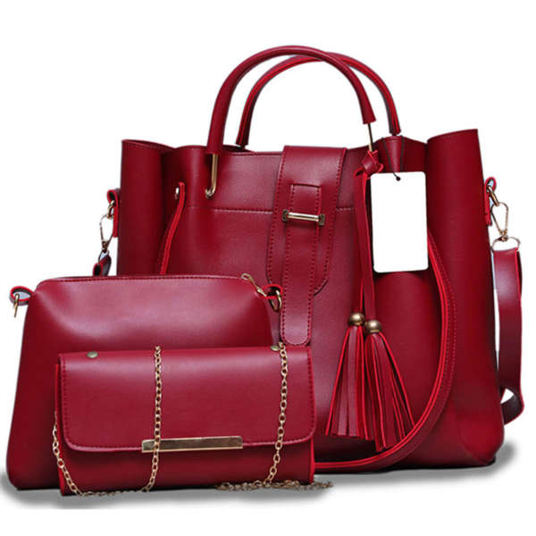 Set Of 3 Maroon Handbags