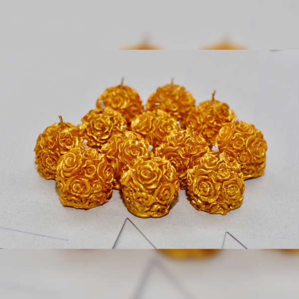 12 PCS Gold Rose Ball Candle