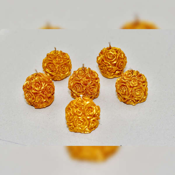 6 PCS Gold Rose Ball Candle