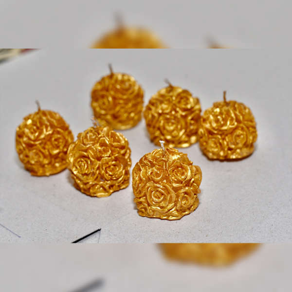 6 PCS Gold Rose Ball Candle