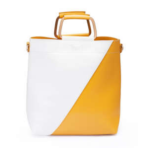Classio - White+Mustard Double Handle Bag