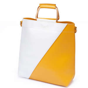 Classio - White+Mustard Double Handle Bag