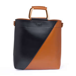 Classio - Black+Brown Double Handle Bag