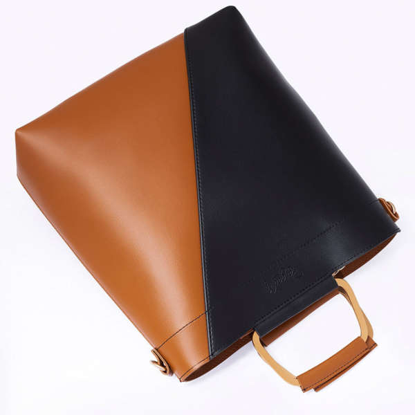 Classio - Black+Brown Double Handle Bag