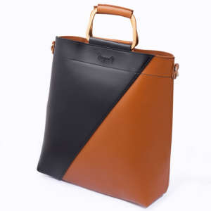 Classio - Black+Brown Double Handle Bag