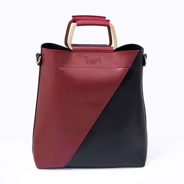 Classio - Maroon+Black Double Handle Bag