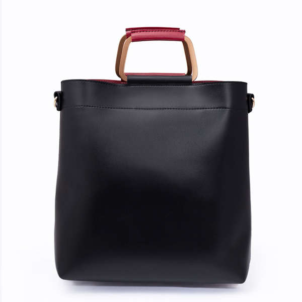Classio - Maroon+Black Double Handle Bag