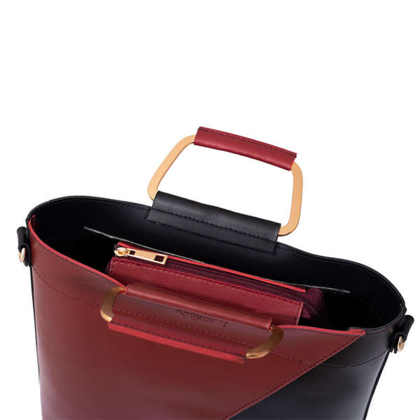 Classio - Maroon+Black Double Handle Bag