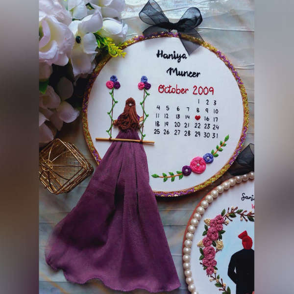 Birthday Swing Embroidered Hoop