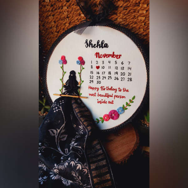 Birthday Swing Embroidered Hoop