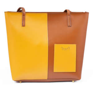 Mustard + Brown Double Handle Tote Bag