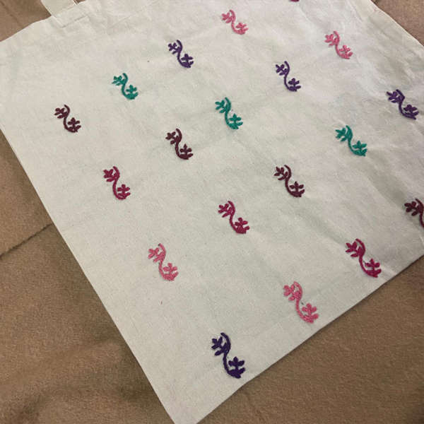 Flowers Embroidered Tote Bag