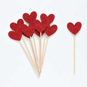 Glitter Hearts Cake Topper