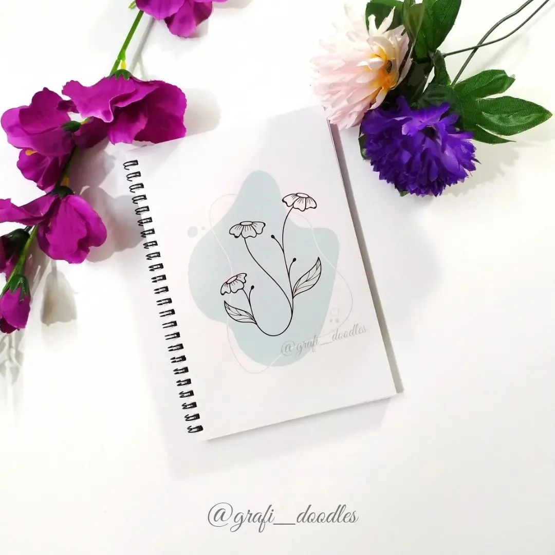 Blue Minimal Floral Notebook
