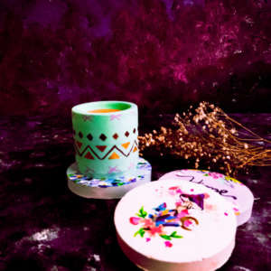 Geometrical Pattern - Handpainted Concrete Scented Candle