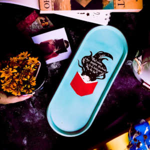 Book Buddy - Handpainted Concrete Tray