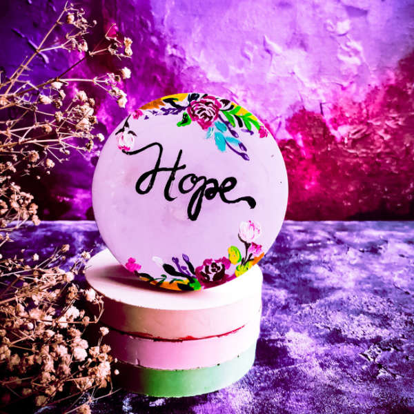 Hope - Handpainted Concrete Coaster