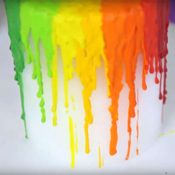 Rainbow Drip Pillar Candle