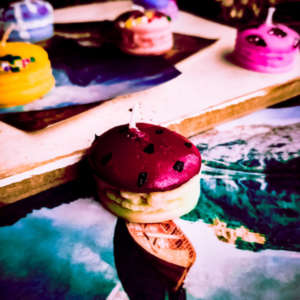 Fruity Fire- Handpainted Scented Macaron Candle