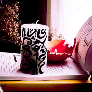 Candle Script - Handpainted Pillar Candle