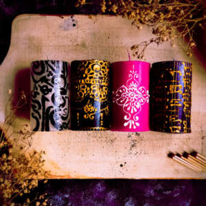 Artistic Set- Set of 4 Handpainted Pillar Candles