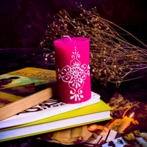 Bright Blaze - Handpainted Pillar Candle
