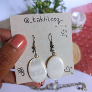 White Marbled Earrings